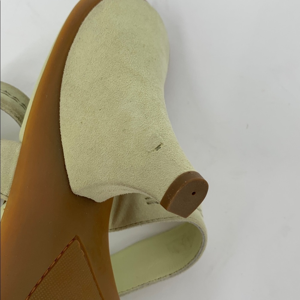 TODs strappy heel sandals light green suede pyramid heel ankle strap 37 7 - Picture 6 of 8
